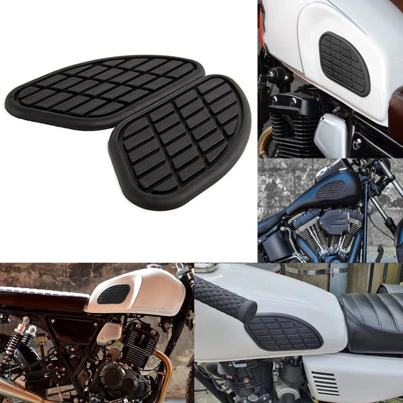 kucehiup Motorcycle Fuel Tank Knee Pad, Vintage Tank Side Panels Protector Stickers Universal Gas Petrol T-a-n-k Knee Pads(Black) - Image 2